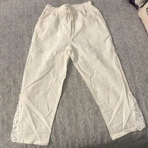 Lace Drawstring Linen Pants